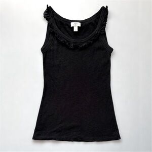 LOFT Perfect Ribbed Scoop Neck Tank Top with Ruffle Detail